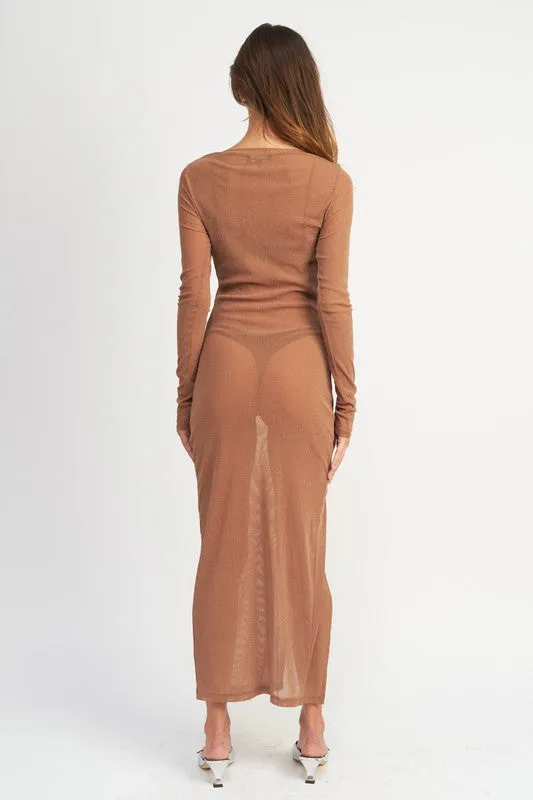 Emory Park GLITTER SHEER MESH MAXI DRESS