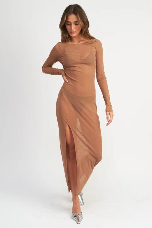 Emory Park GLITTER SHEER MESH MAXI DRESS