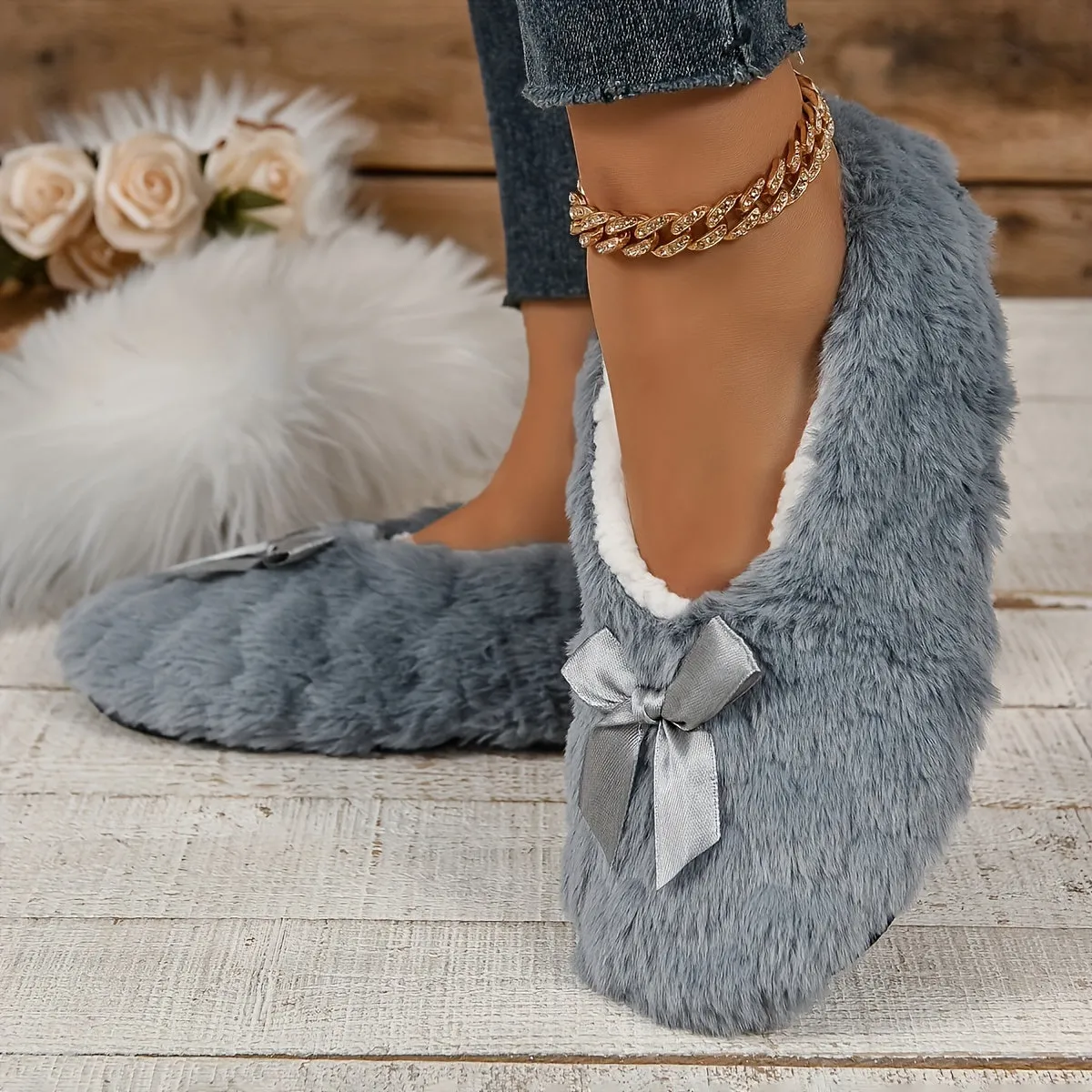 Eva - Gezellige Warme Pantoffels, Pluizige Slip-ons met Zachte Zool