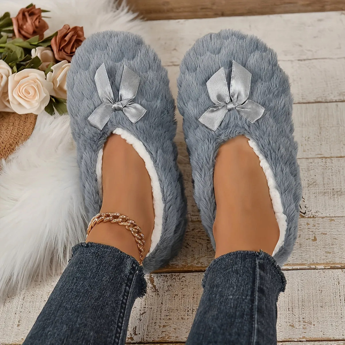 Eva - Gezellige Warme Pantoffels, Pluizige Slip-ons met Zachte Zool
