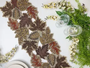 Fall Maple Leaf Beaded Table Runner