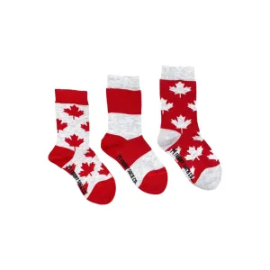 FRIDAY SOCK CO. - Kid’s Grey & Red Maple Leaf Socks