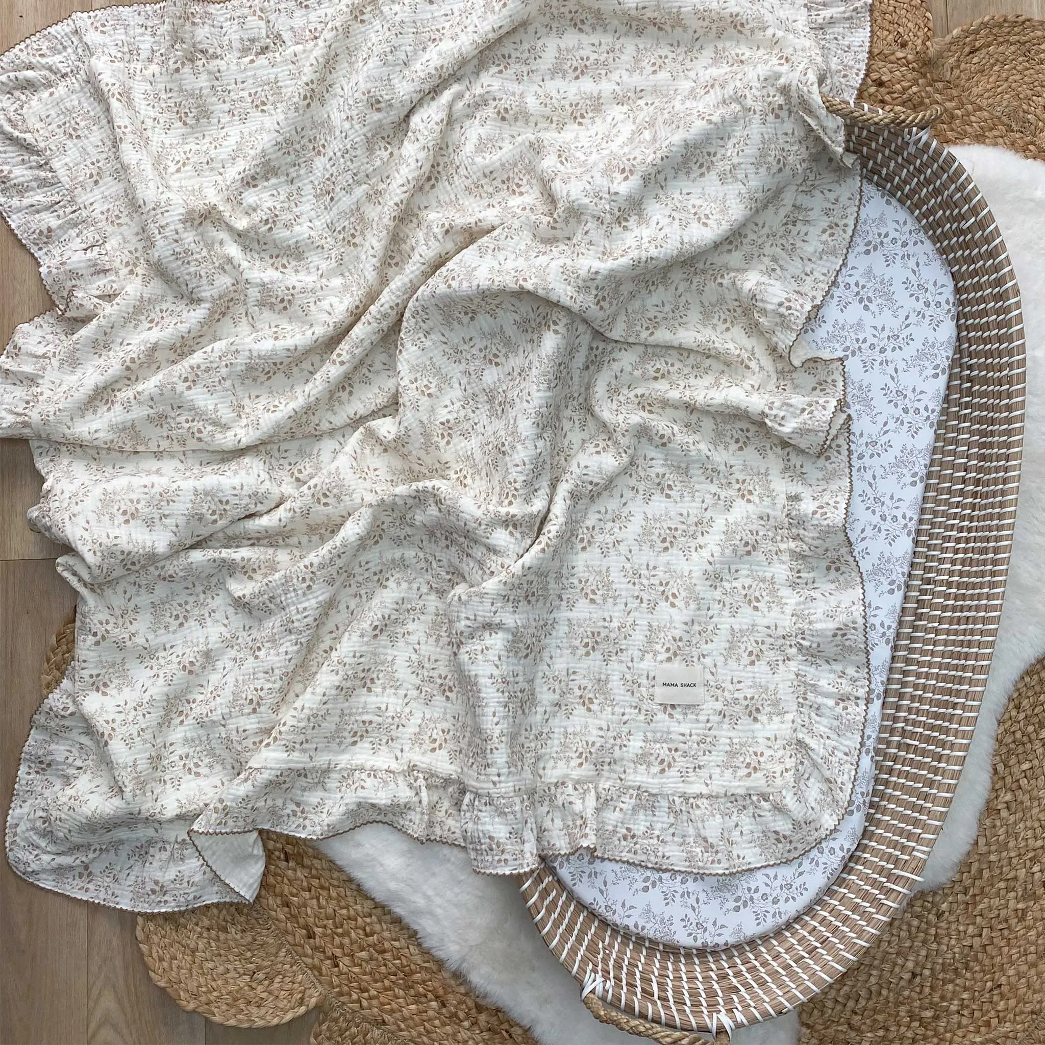 Frill Muslin Blanket - Vintage Floral
