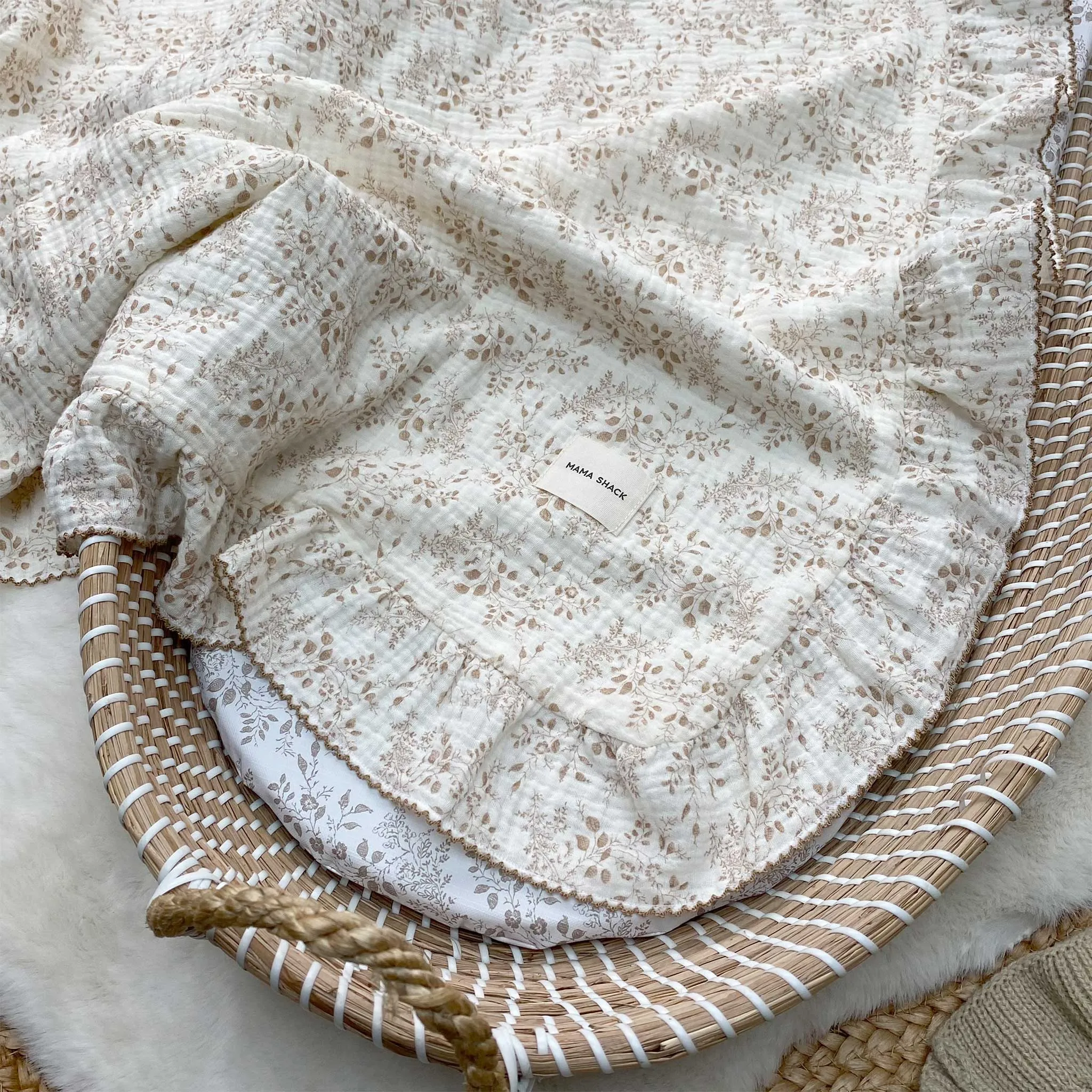 Frill Muslin Blanket - Vintage Floral