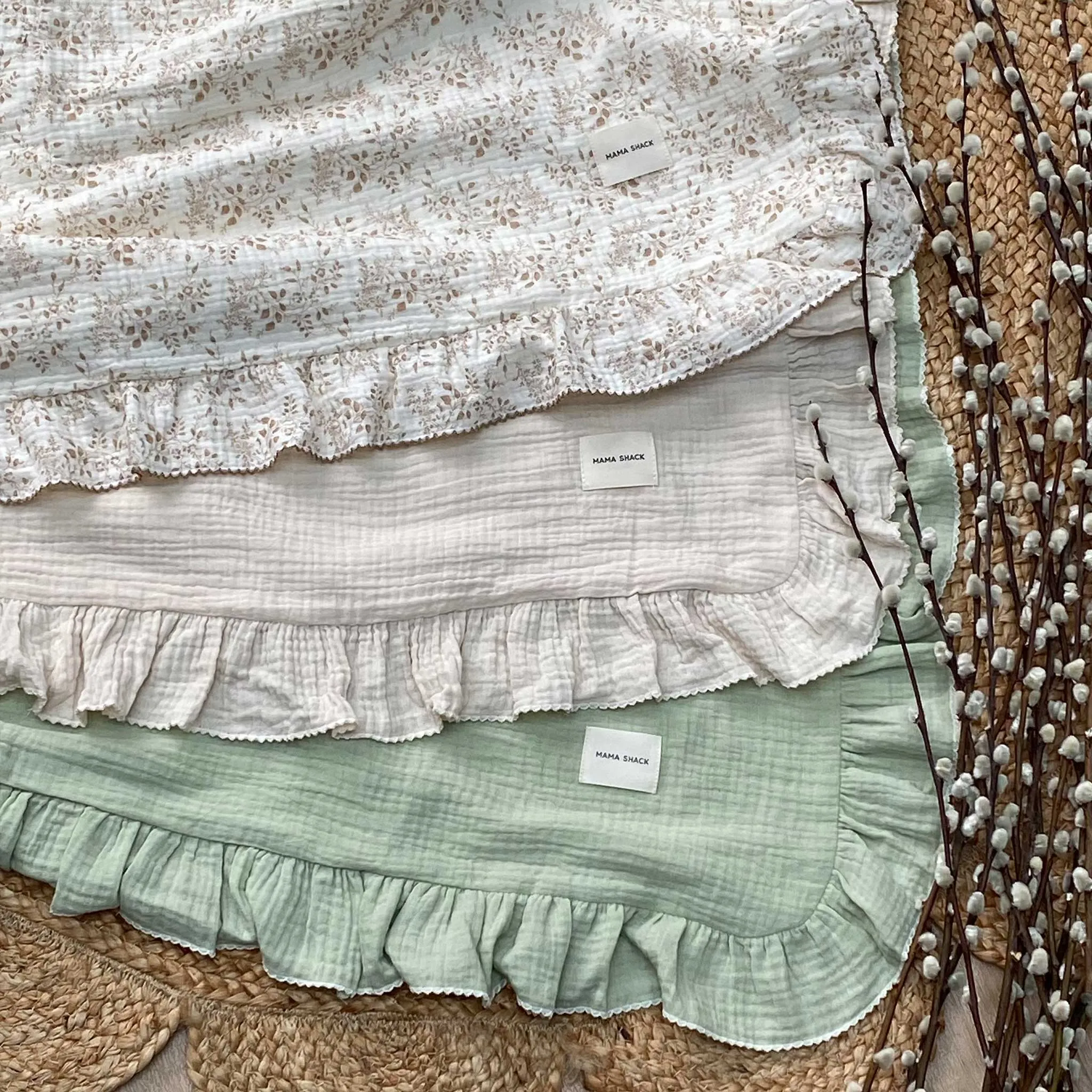 Frill Muslin Blanket - Vintage Floral