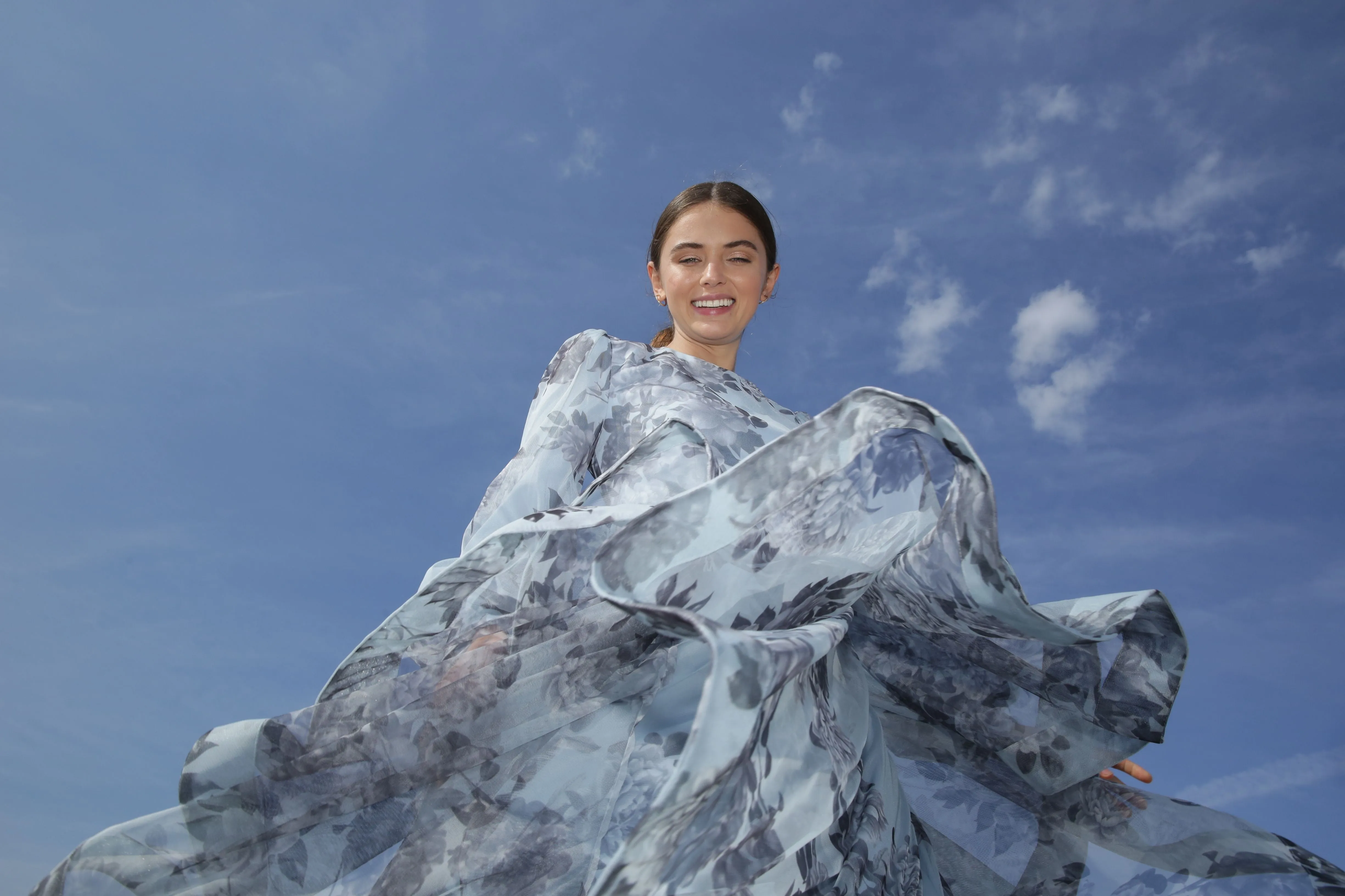 Gabrielle • Printed tulle horsehair gown