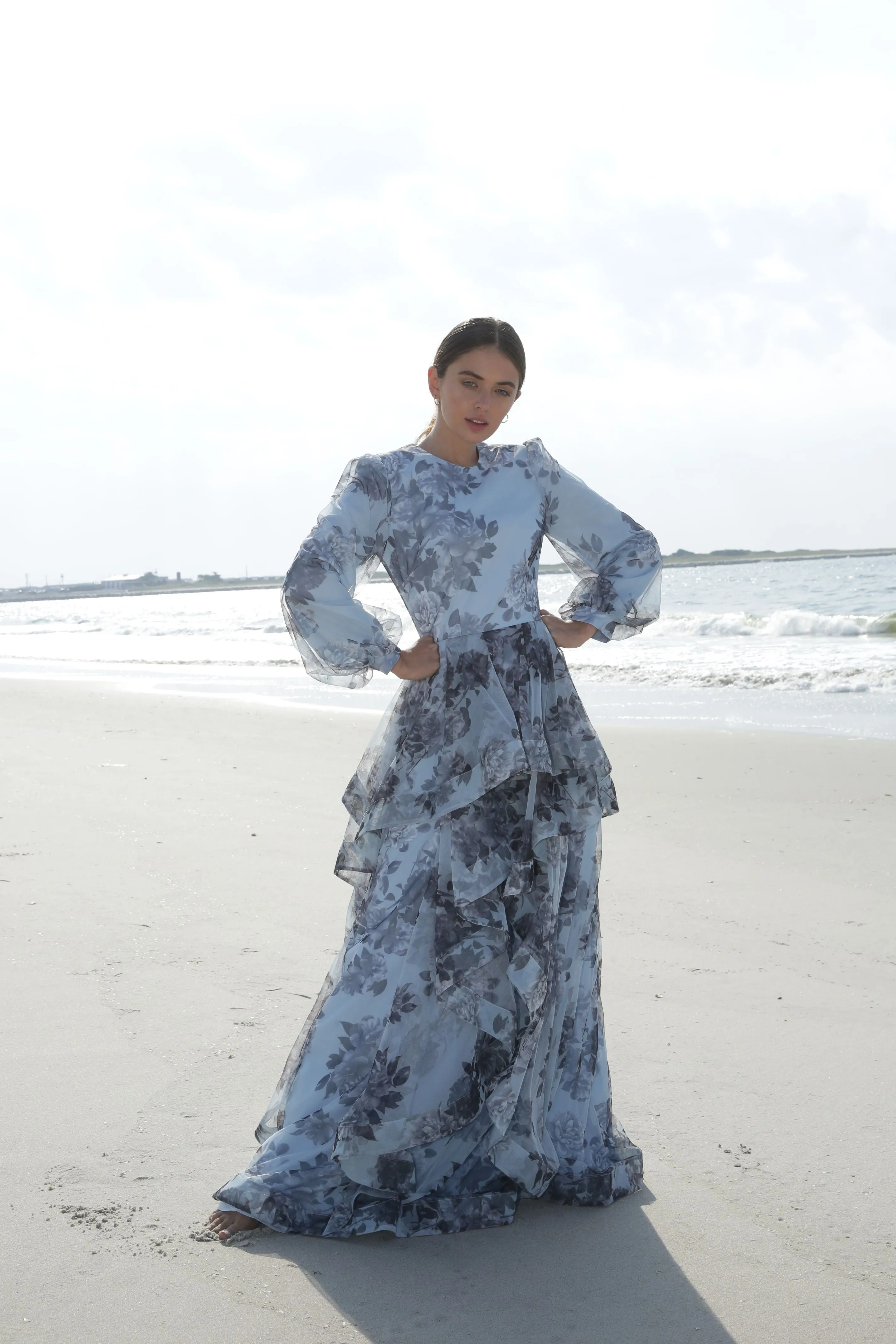 Gabrielle • Printed tulle horsehair gown