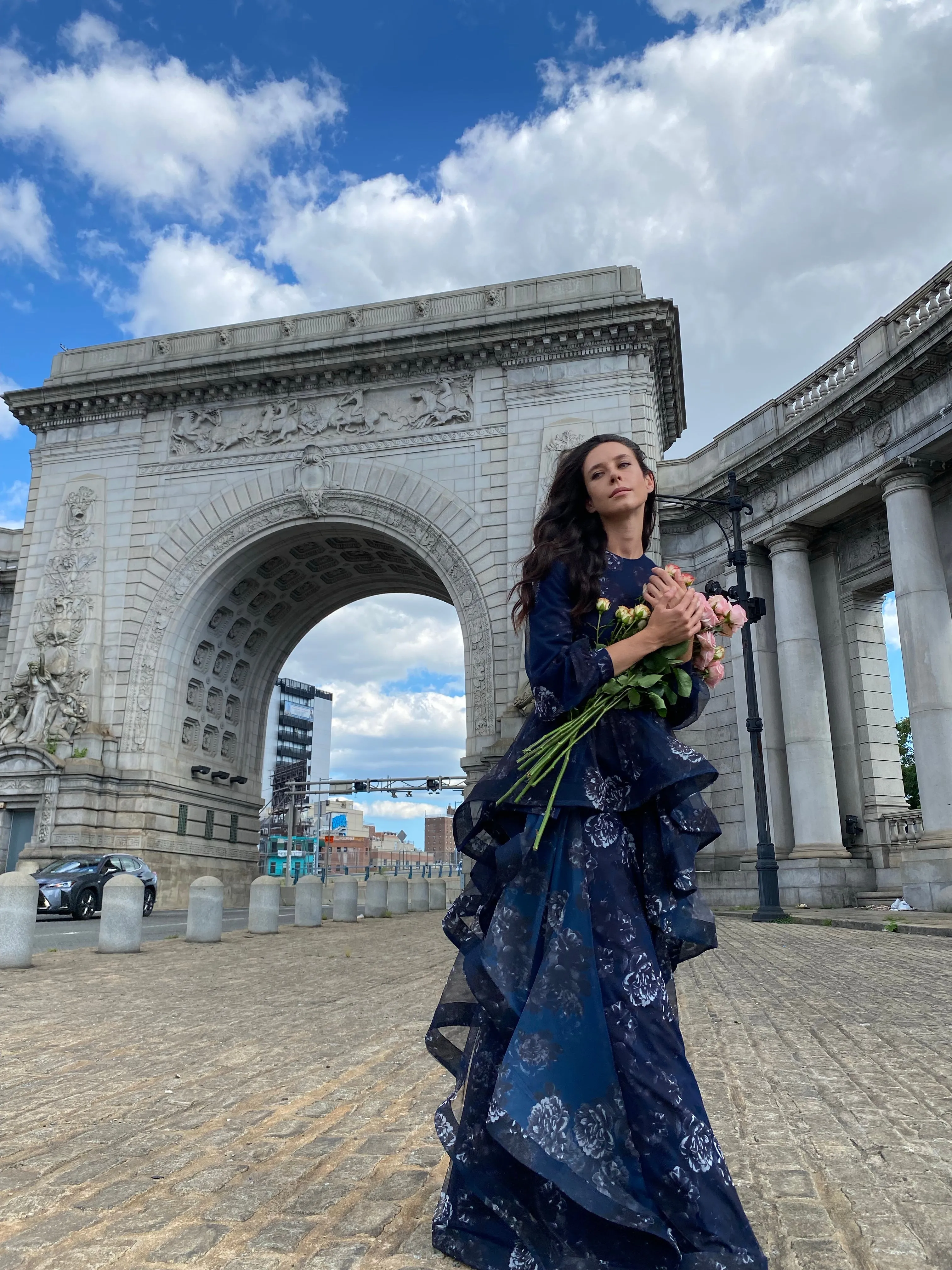 Gabrielle • Printed tulle horsehair gown