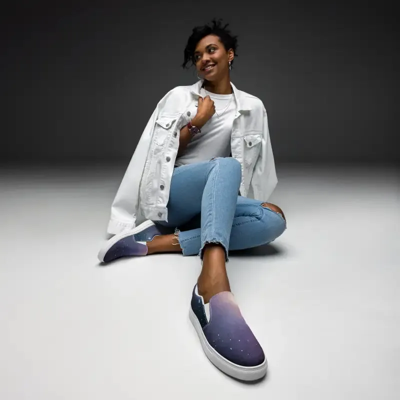 Galaxy Universe Womens Slip on Canvas Shoes