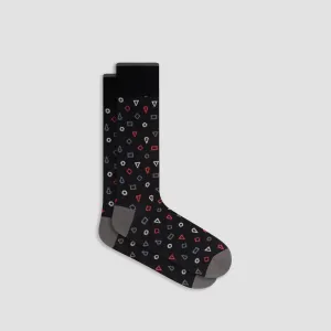 Geometric Cashmere Mid-Calf Socks