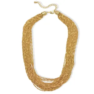 Gold Multi-layer Link chain necklace#HNN77713_GOLD(DE6)