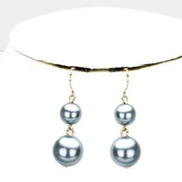 Gray Pearl (faux) Necklace & Earring Set