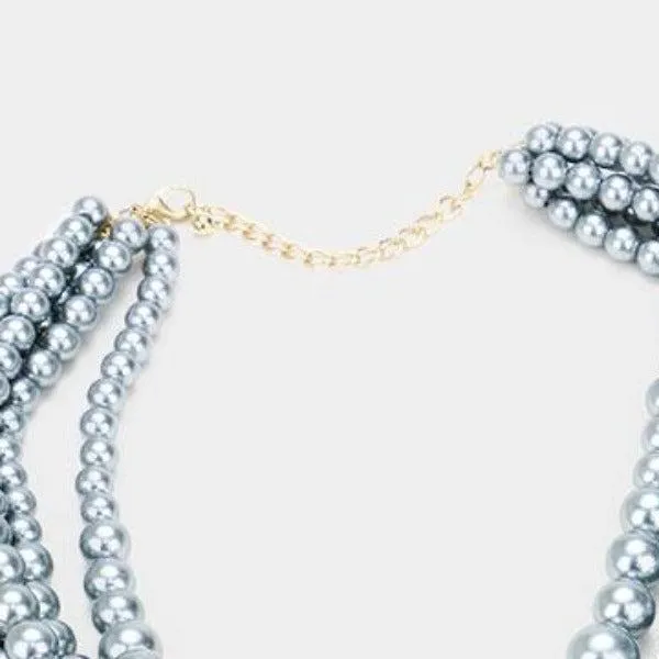 Gray Pearl (faux) Necklace & Earring Set
