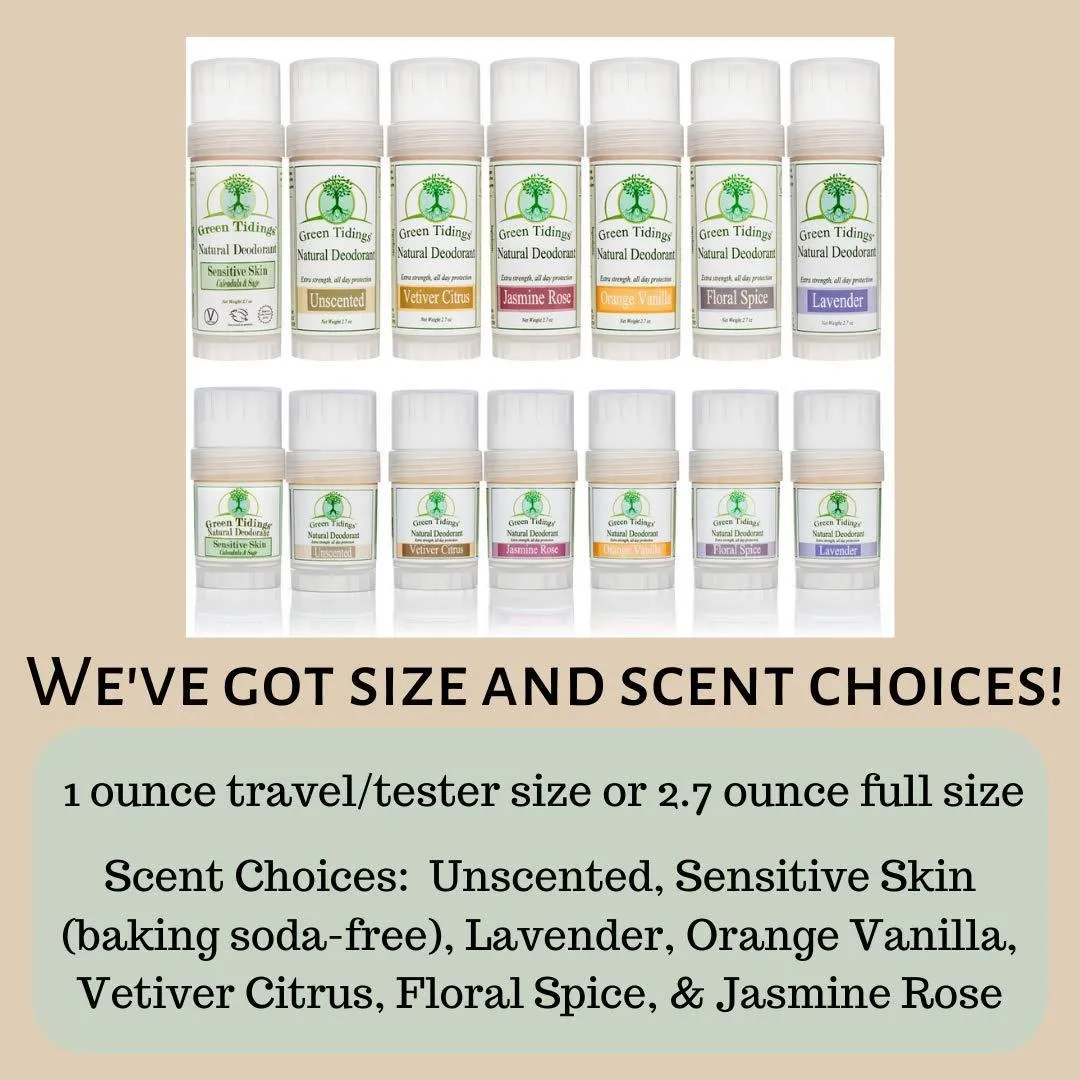 Green Tidings Natural Deodorant, Unscented 1 Ounce