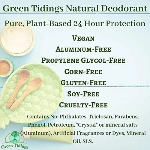Green Tidings Natural Deodorant, Unscented 1 Ounce