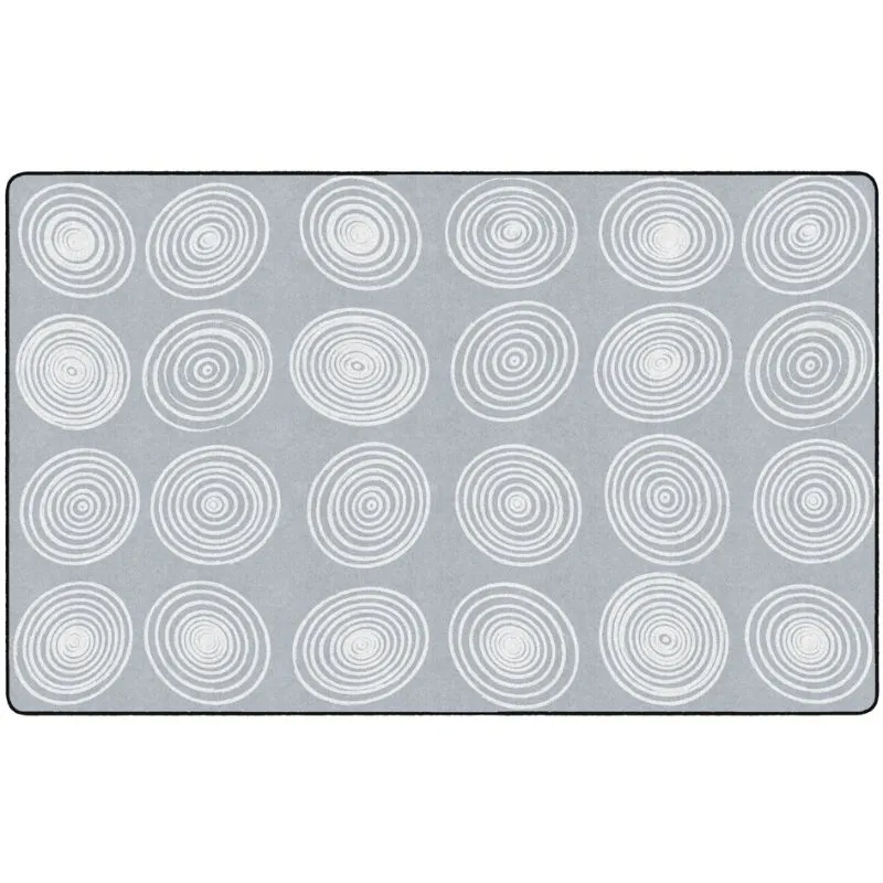 Grey & White Seating Circles Classroom Rug