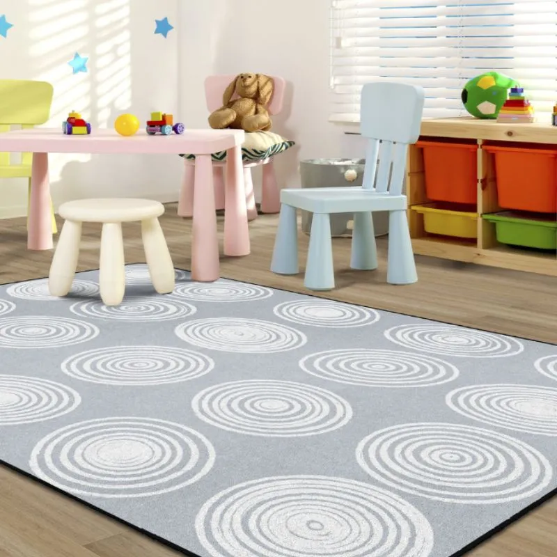 Grey & White Seating Circles Classroom Rug