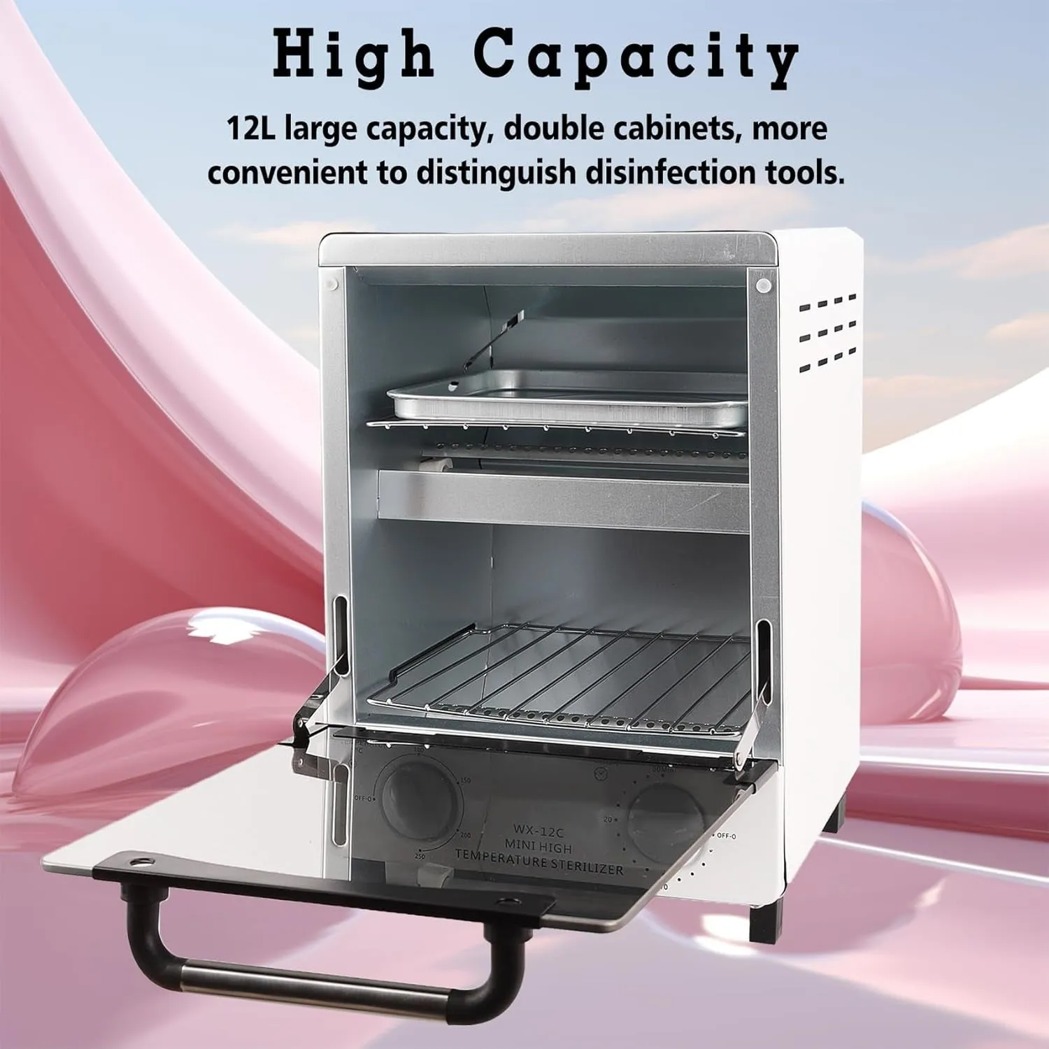 High Temperature Sterilizer, 12L Large Capacity Dry Heat Sterilizer, Max. Temperature 250℃, with Temperature Control & Timer, for Hair Salon Spa Nail Salon, Tool Sterilizer