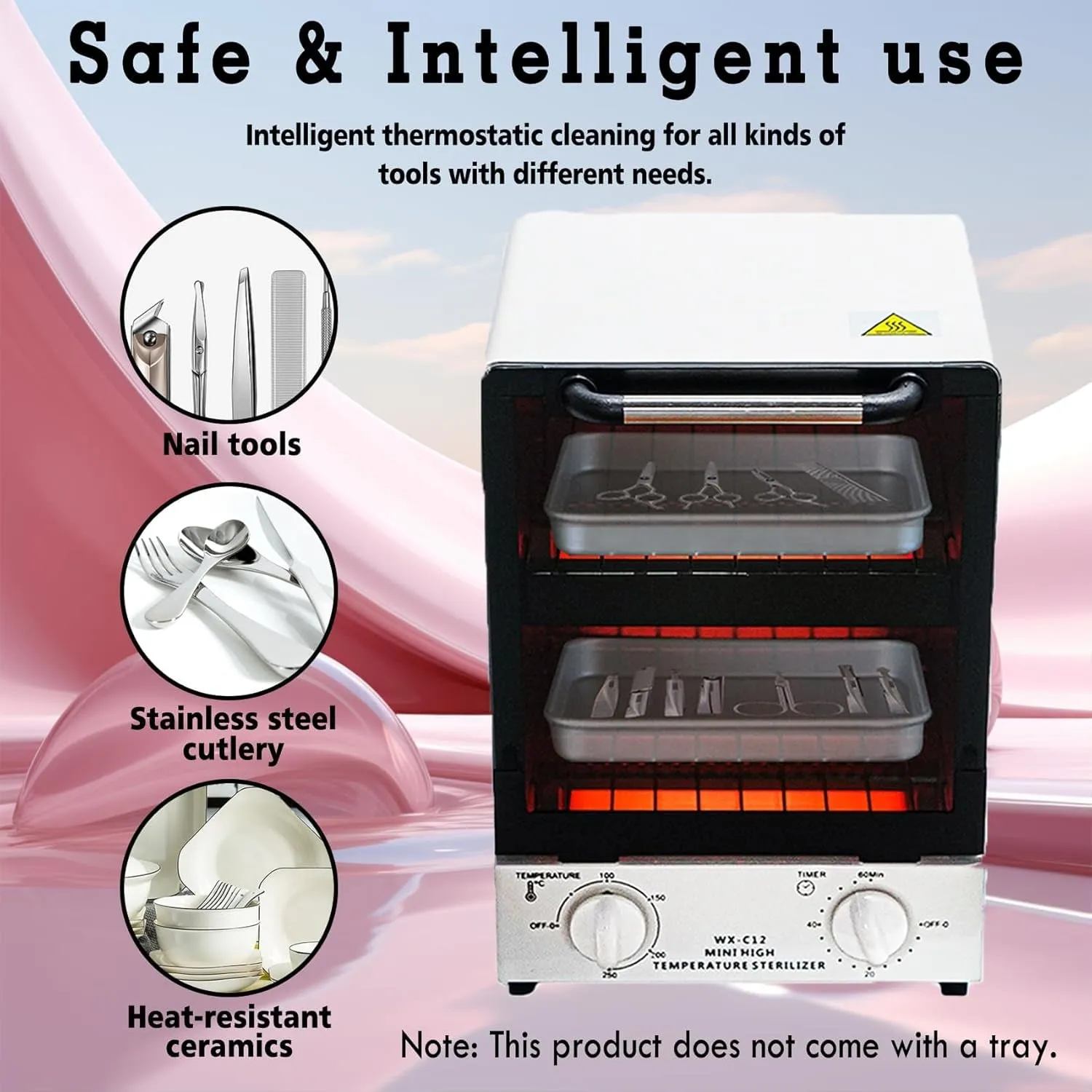 High Temperature Sterilizer, 12L Large Capacity Dry Heat Sterilizer, Max. Temperature 250℃, with Temperature Control & Timer, for Hair Salon Spa Nail Salon, Tool Sterilizer