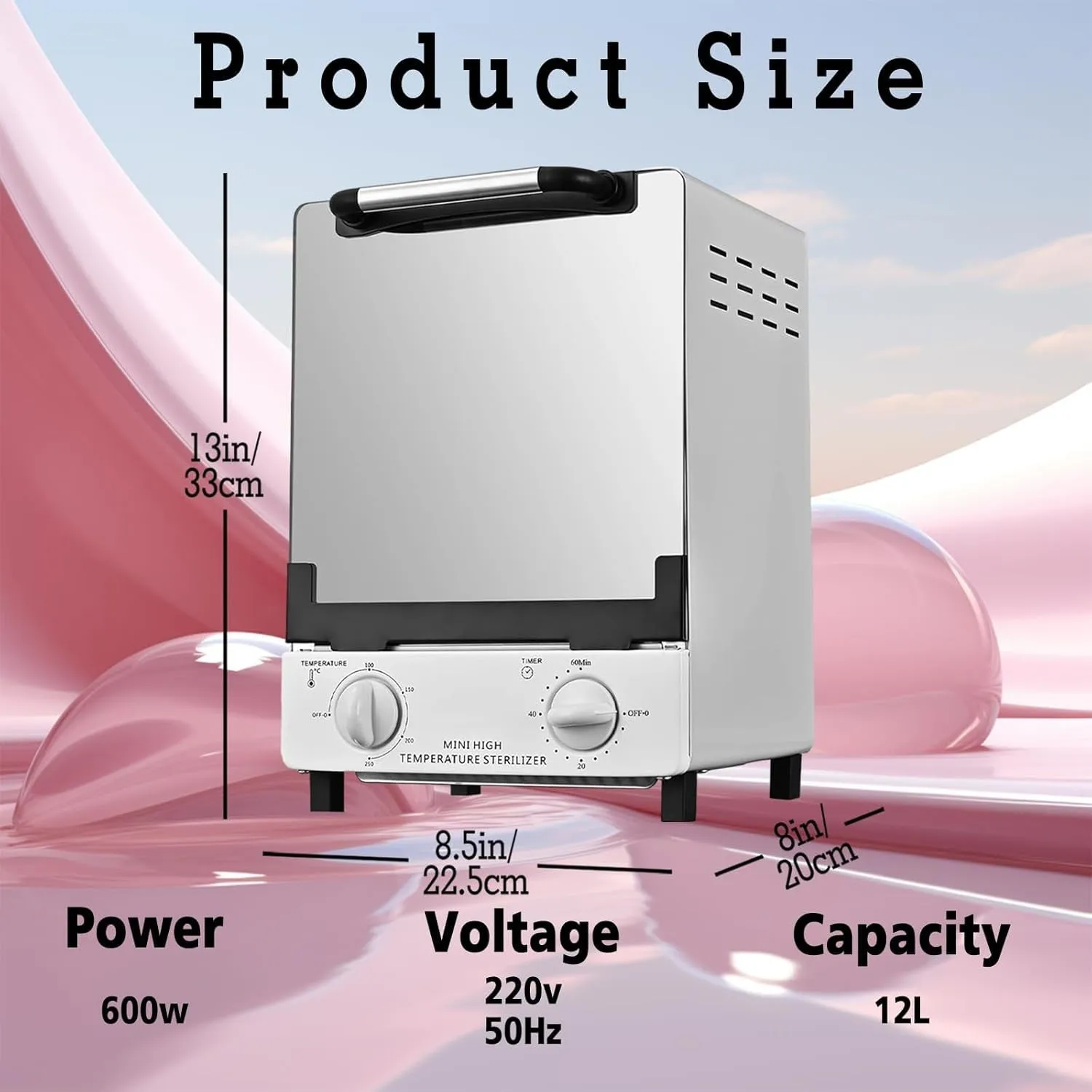 High Temperature Sterilizer, 12L Large Capacity Dry Heat Sterilizer, Max. Temperature 250℃, with Temperature Control & Timer, for Hair Salon Spa Nail Salon, Tool Sterilizer