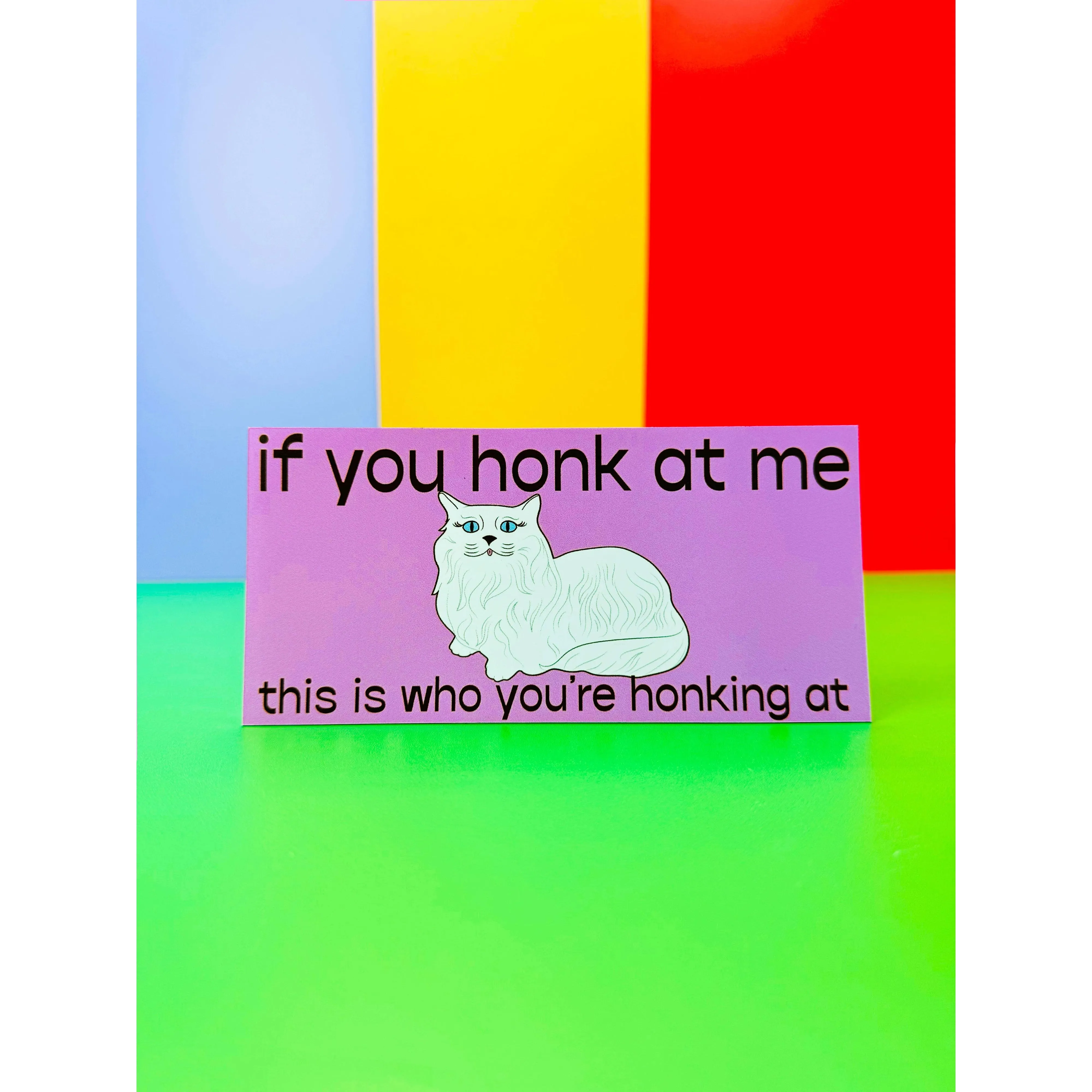 If You Honk Cute Kitty Cat Car Magnet | Weatherproof Vehicle Magnetic Surface Decor | 3.25" x 7"