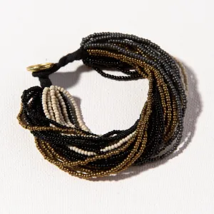 Ink Alloy Multi Layer Bead Bracelet - Black Ombre