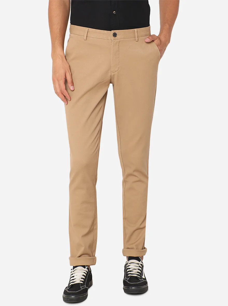 Khaki Solid Uno Fit Casual Trouser | JadeBlue