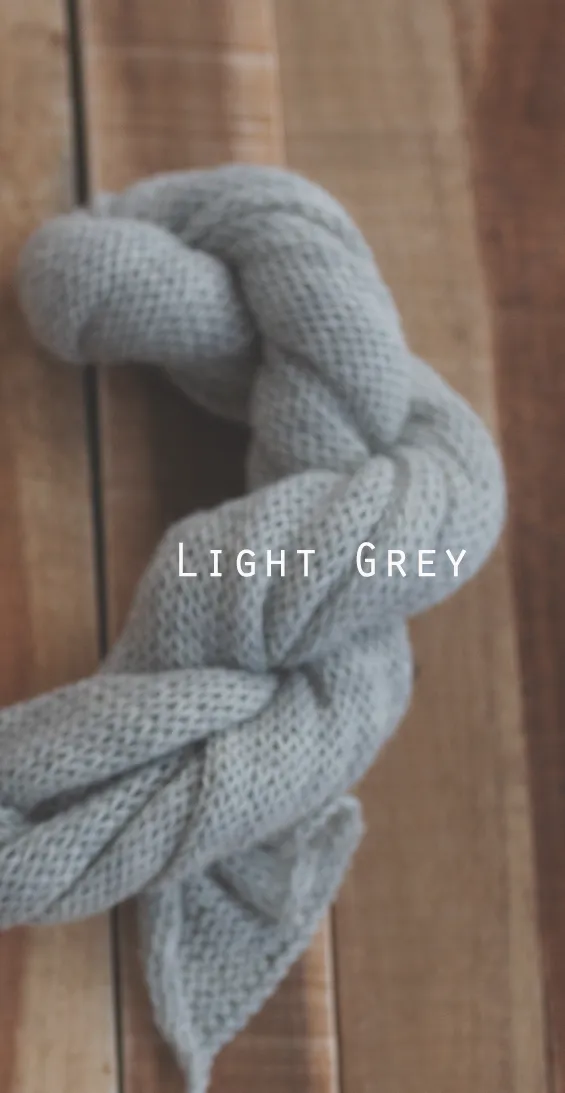 Knitted Baby newborn  wrap, White, grey, long, made to order