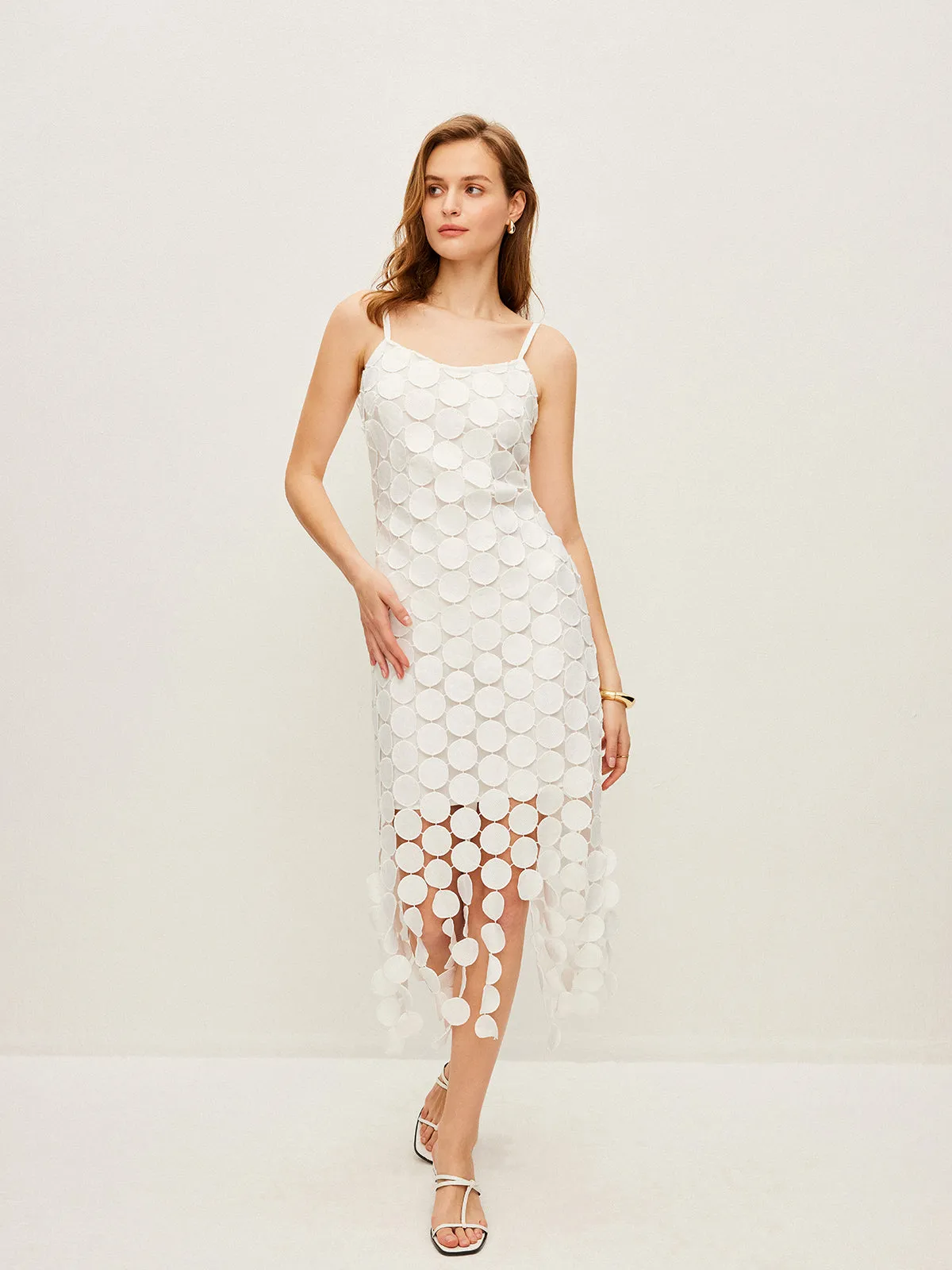 Laser Cut Multi Circle Double Layer Cami Dress