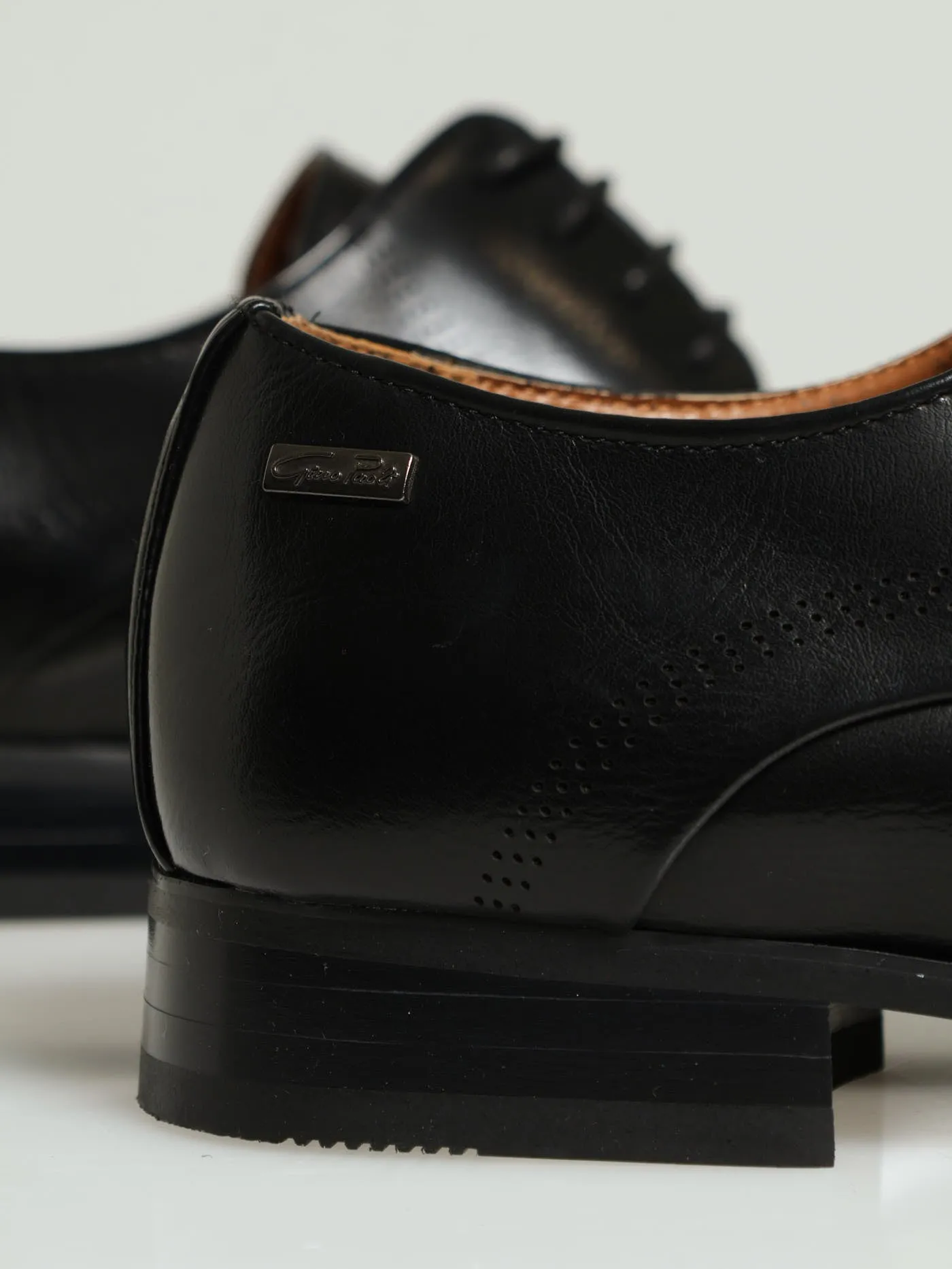Laser Punch Side Detail Lace Up Derby - Black