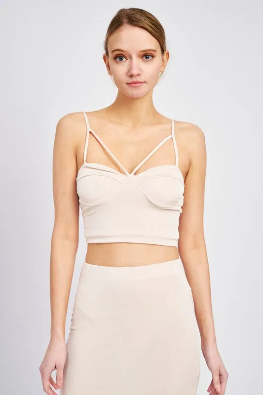 LATICCE FRONT CROPPED CAMI