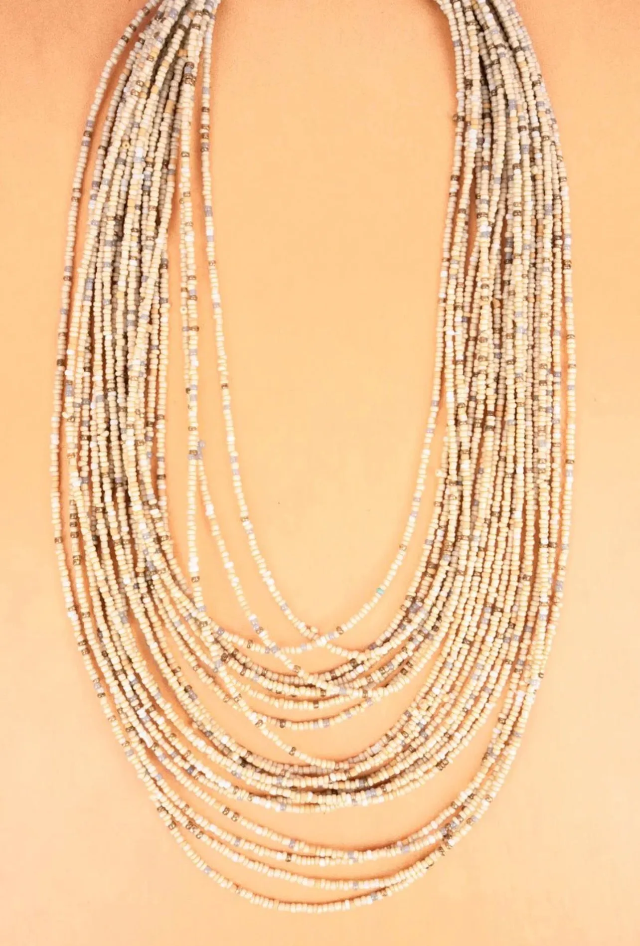 Layered Ivory Seed Bead Necklace