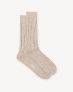 Light Brown Wide Rib Wool Socks