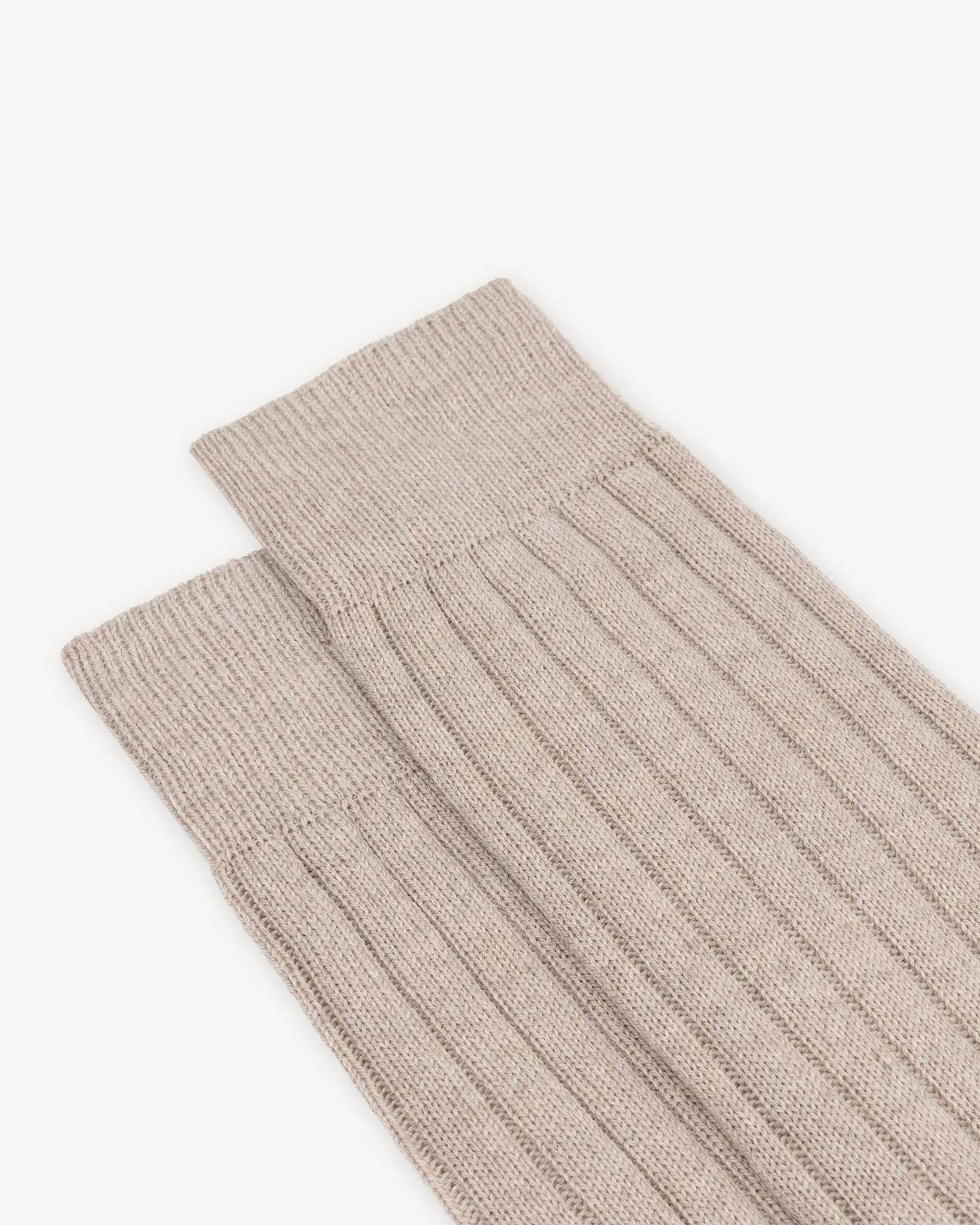 Light Brown Wide Rib Wool Socks