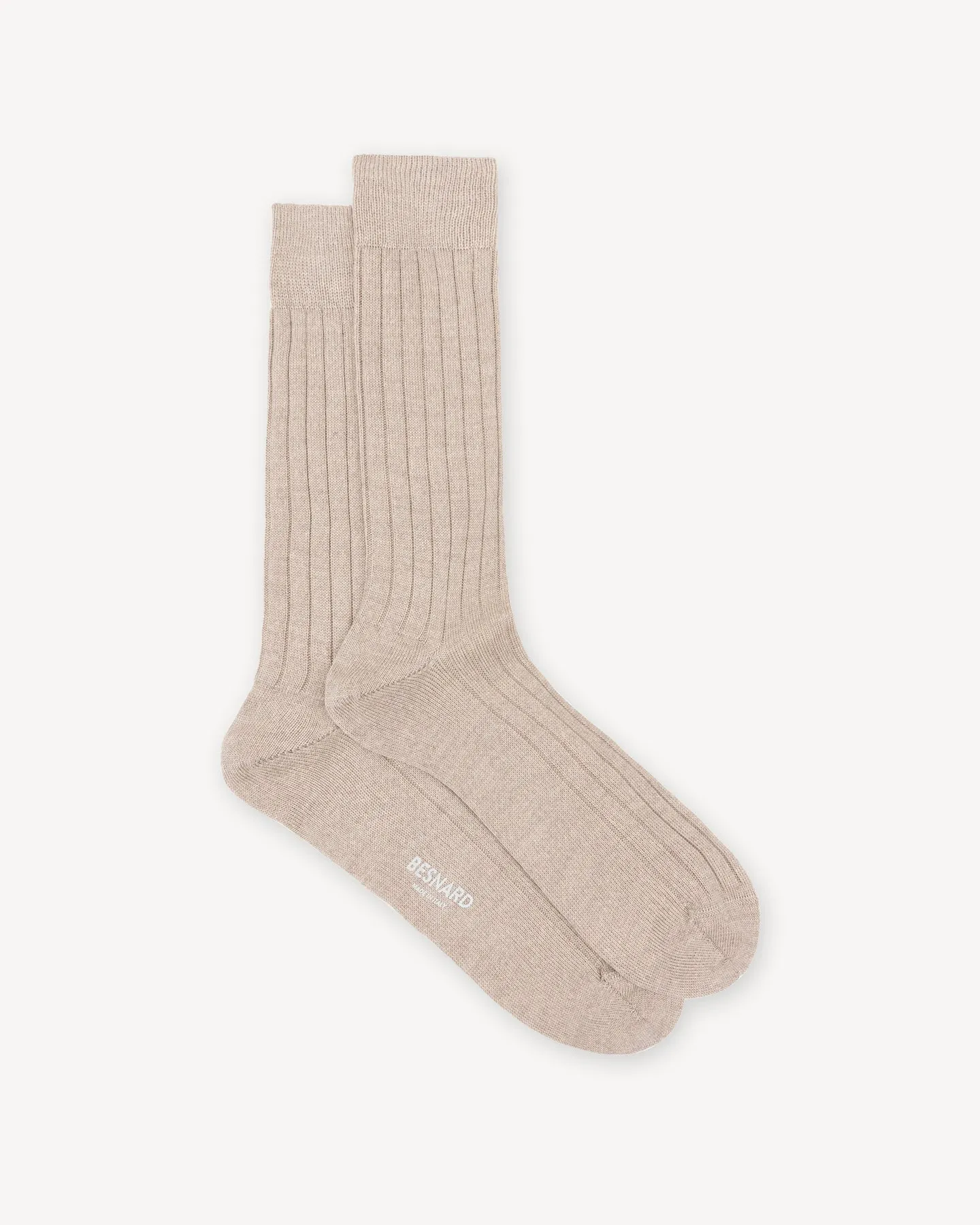 Light Brown Wide Rib Wool Socks