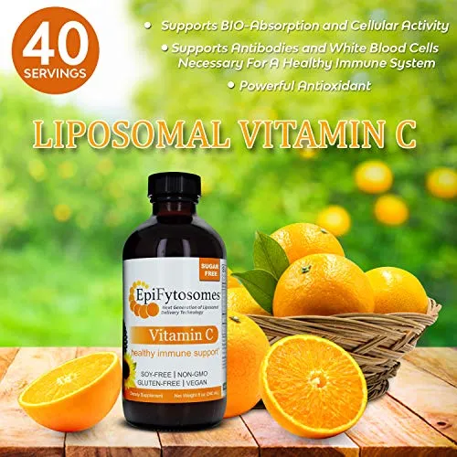 Liposomal Vitamin C Nature€™s Answer EpiFytosomes Vitamin C 1,000 mg per Serving - Vegan Dietary Supplement - Soy Gluten Free Non GMO - Ideal for Healthy Immune Support - 6 mL (40 Servings per Bottle)