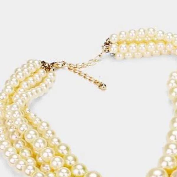 Lt Brown Pearl (faux) Necklace & Earring Set