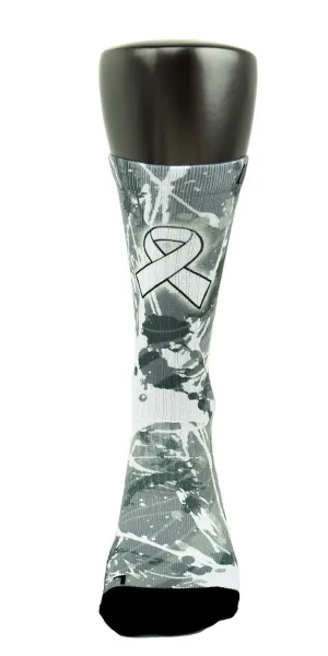 Lung Cancer A Splash of White CES Custom Socks