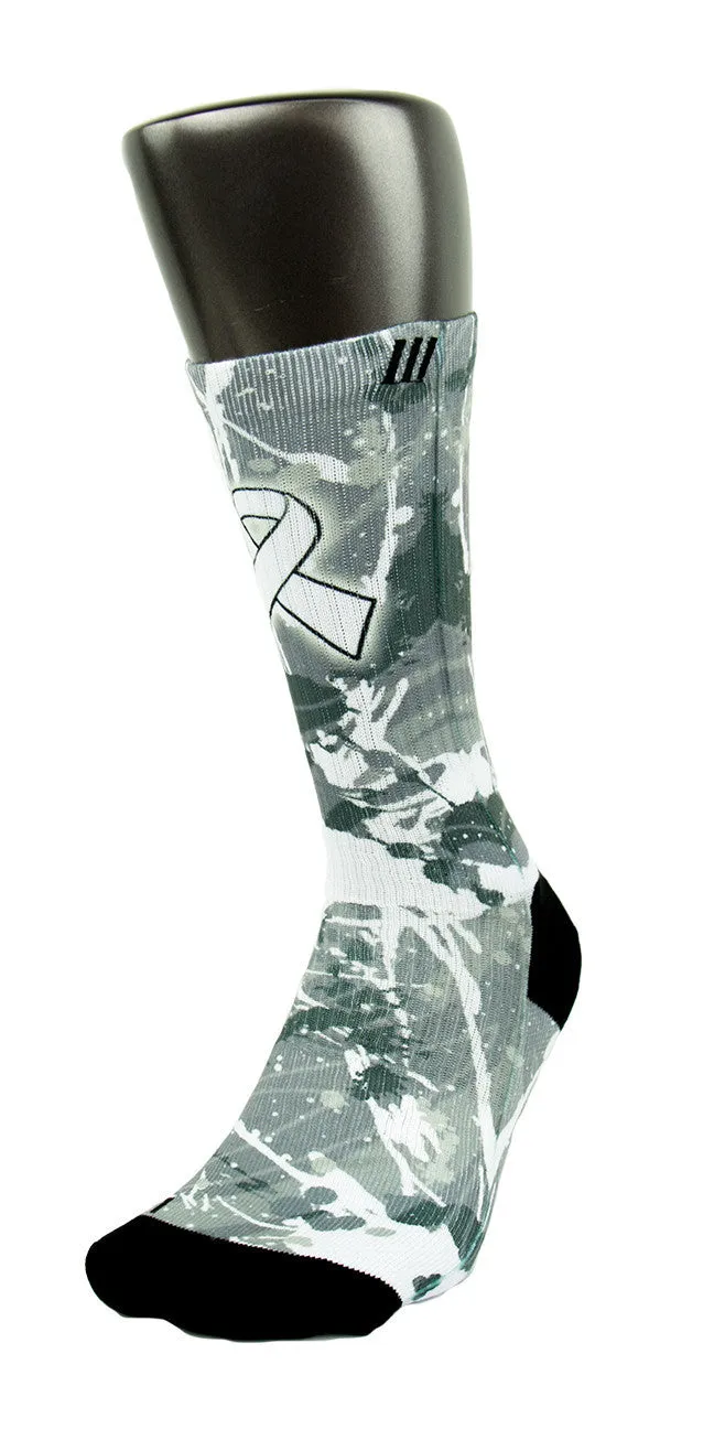 Lung Cancer A Splash of White CES Custom Socks