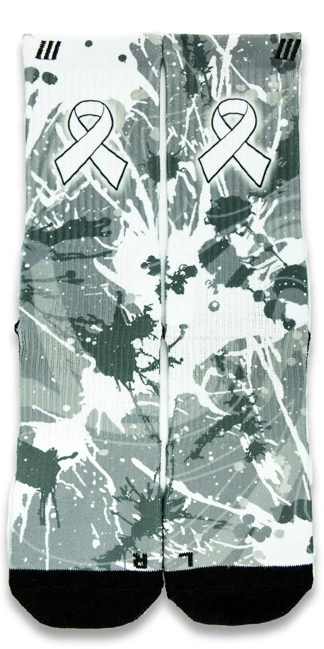 Lung Cancer A Splash of White CES Custom Socks