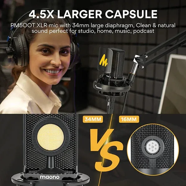 Maono AUPM500 XLR Condenser Microphone With 34mm Large Diaphragm
