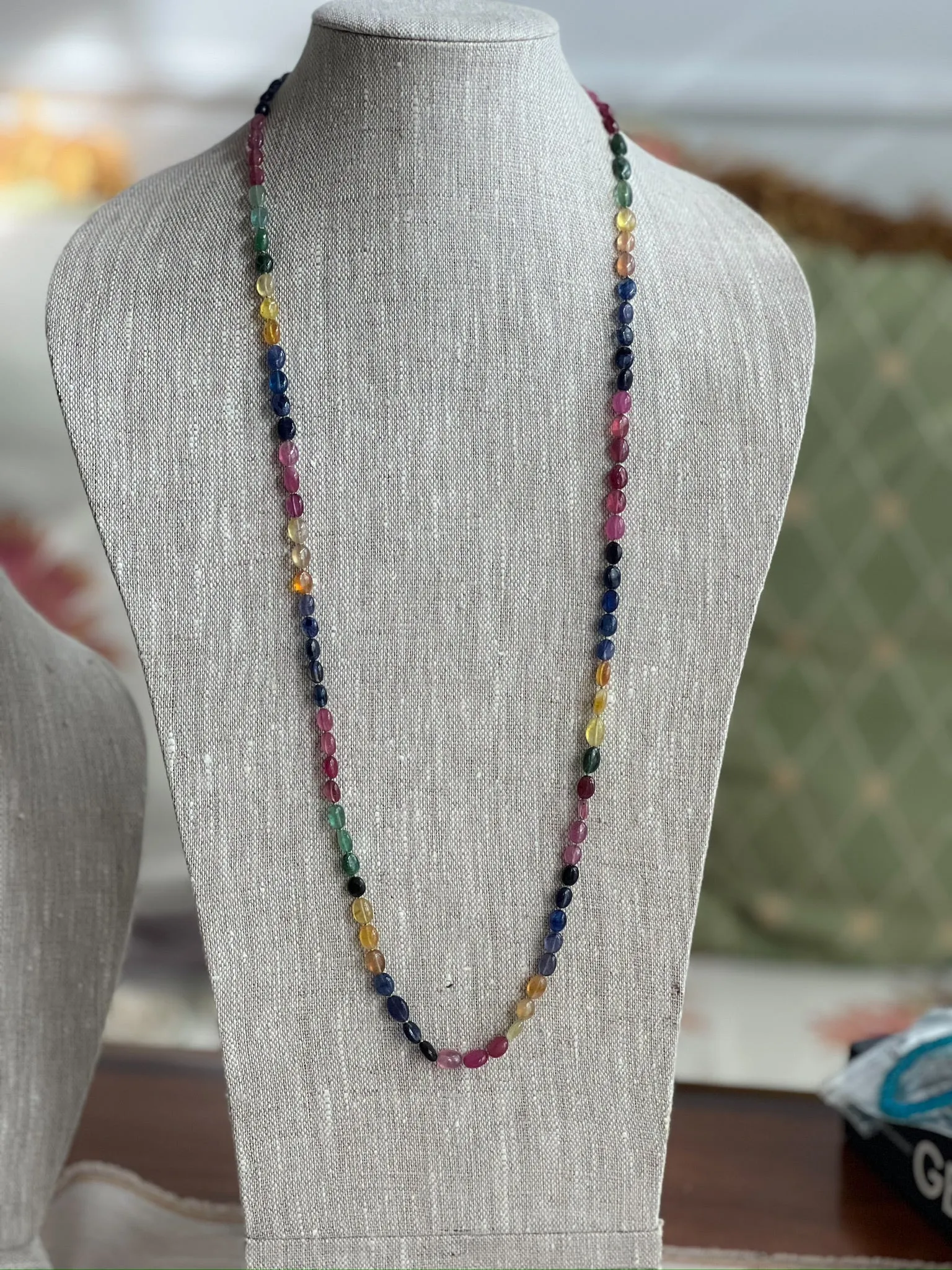 Multi Color Sapphire Long Necklace