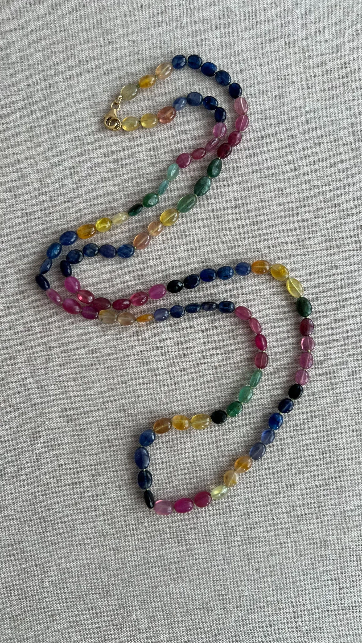 Multi Color Sapphire Long Necklace