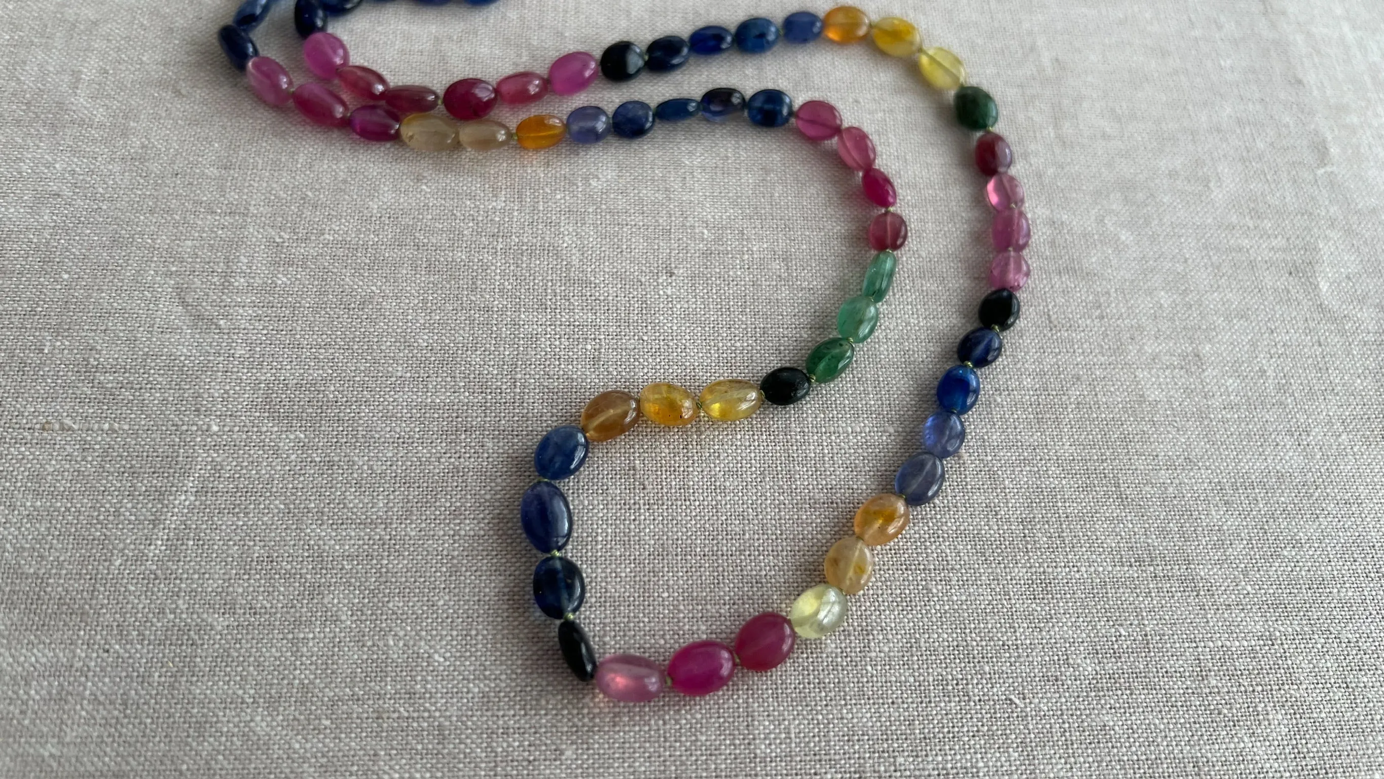 Multi Color Sapphire Long Necklace