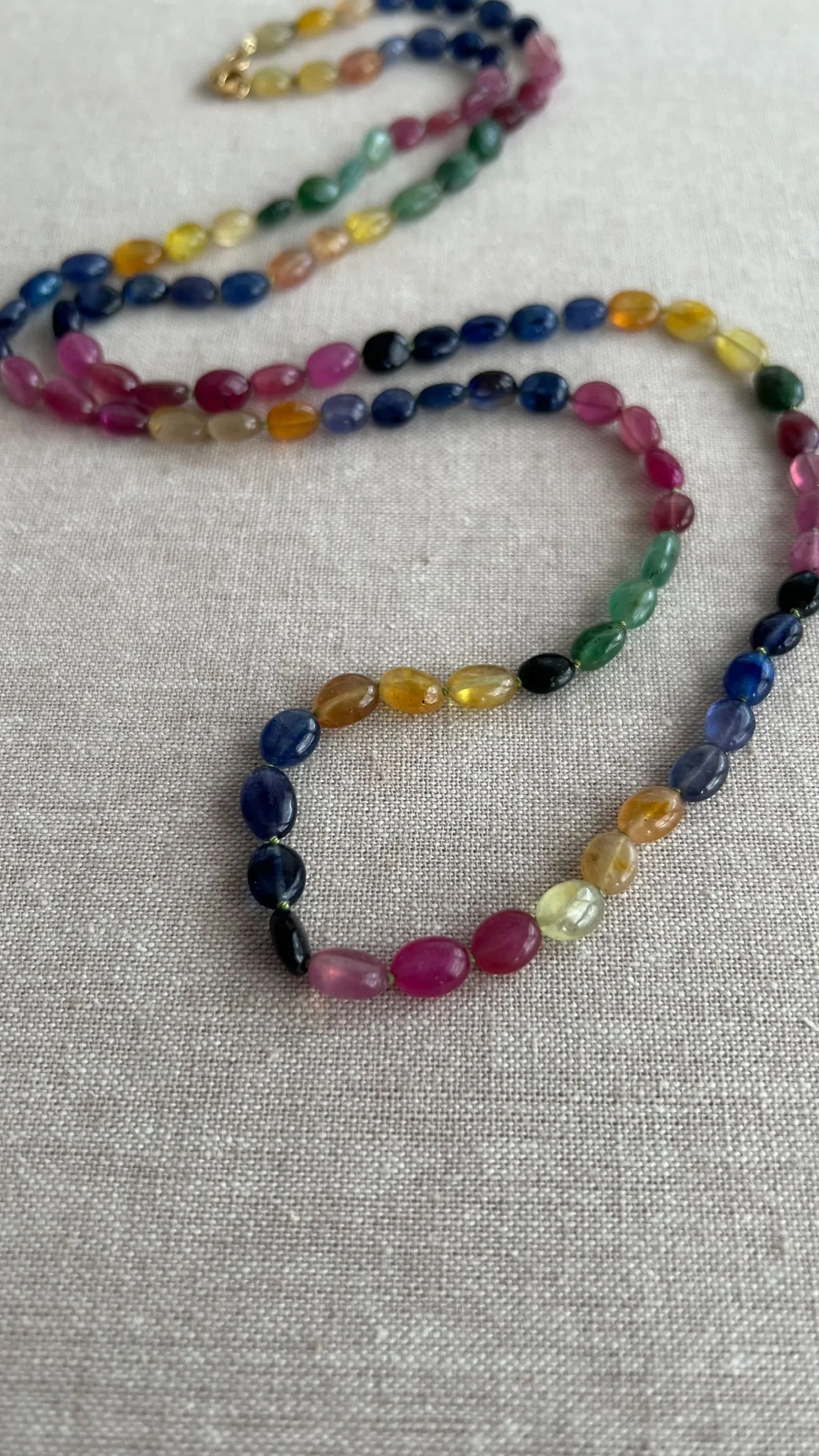Multi Color Sapphire Long Necklace