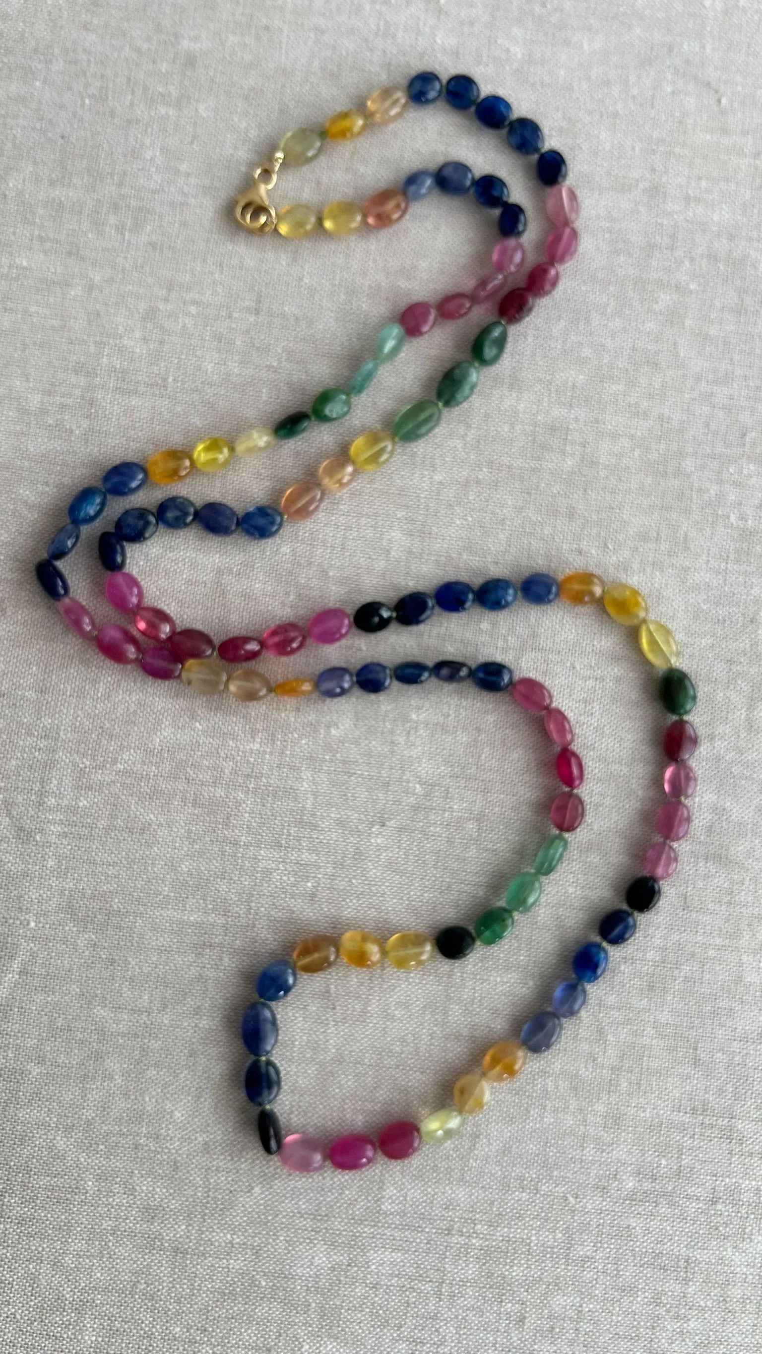 Multi Color Sapphire Long Necklace
