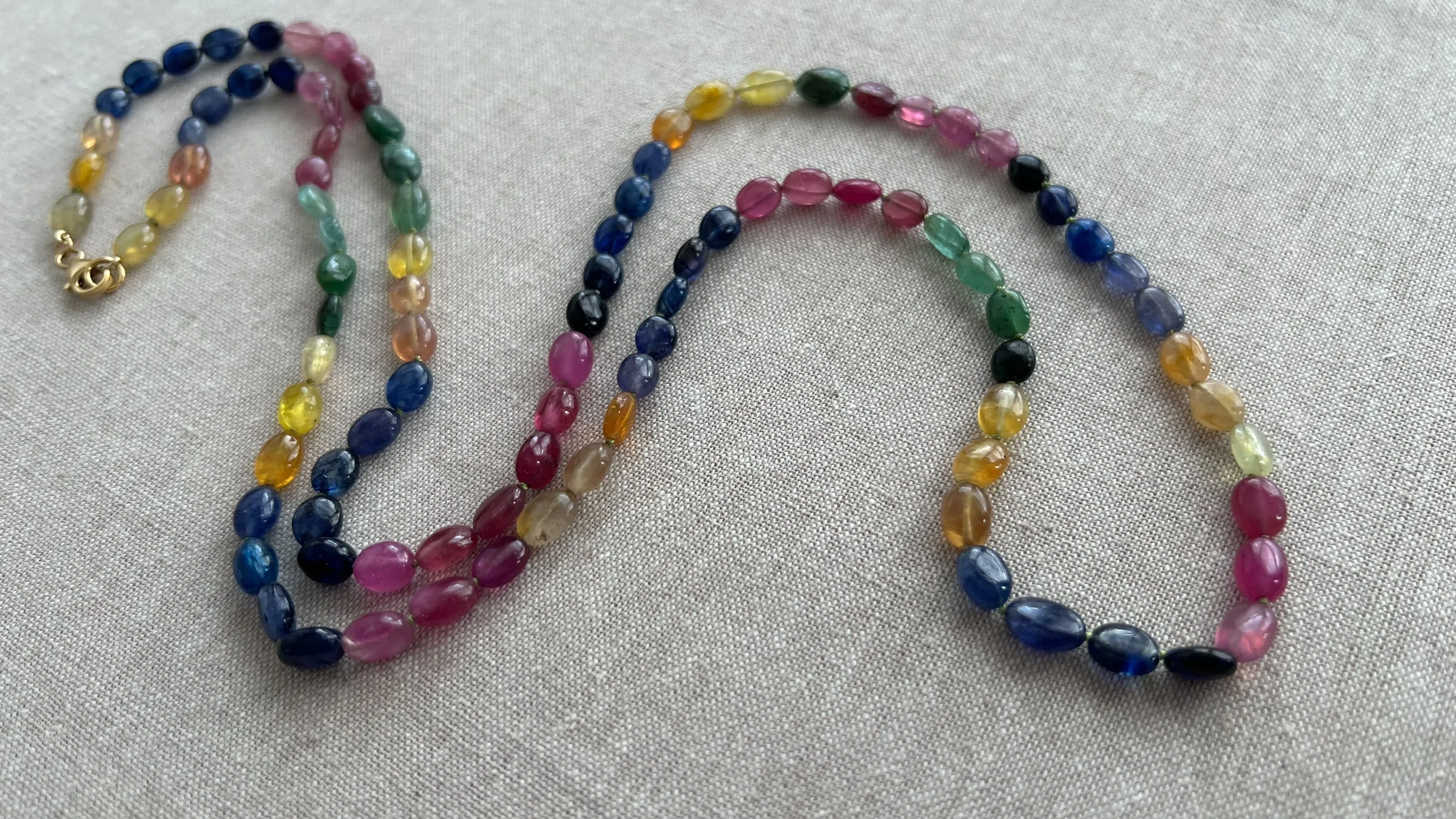 Multi Color Sapphire Long Necklace