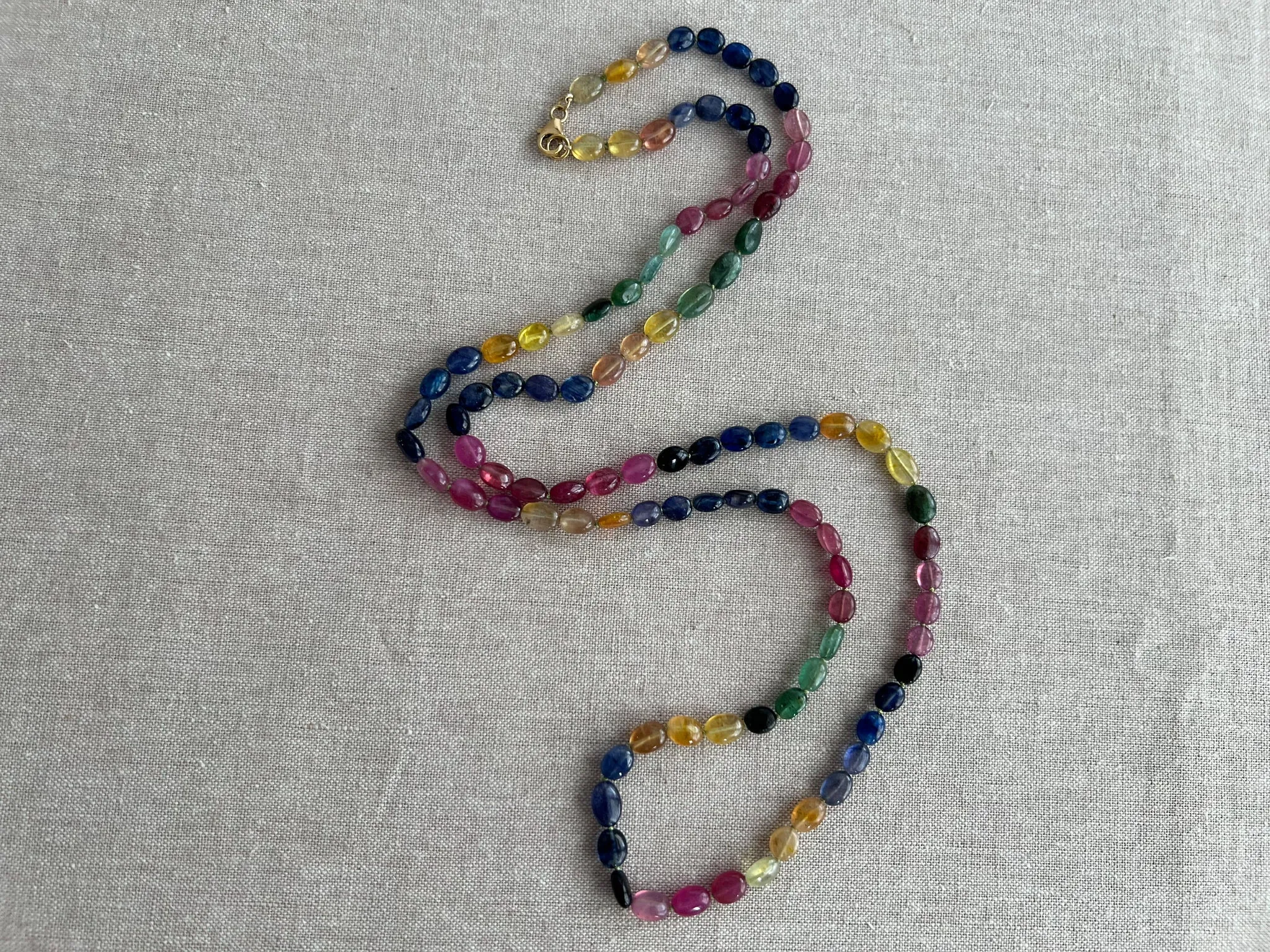 Multi Color Sapphire Long Necklace