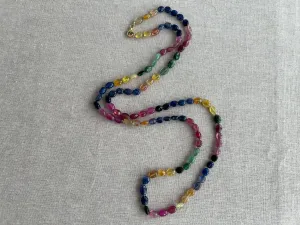 Multi Color Sapphire Long Necklace