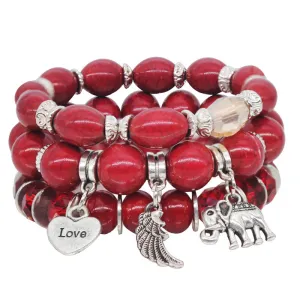 Multi-layer Combination Color Beaded Bracelet Female Elephant Wings Pendant Bracelet